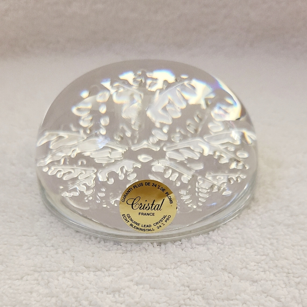 Garanti Cristal Snowflake Paperweight Genuine 24% Lead Crystal France ECHT